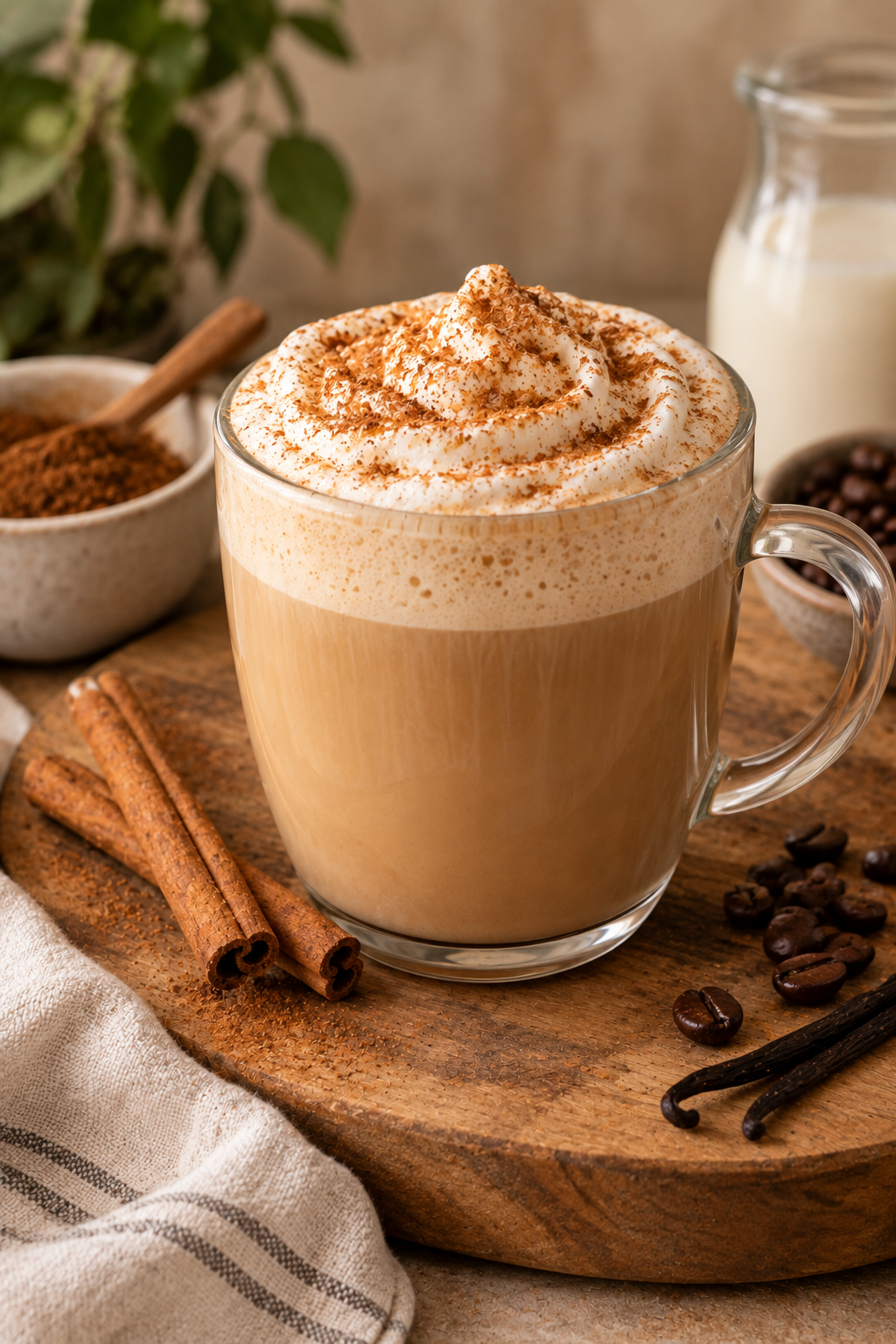 Lower-Calorie No-Sugar-Added Cinnamon Latte