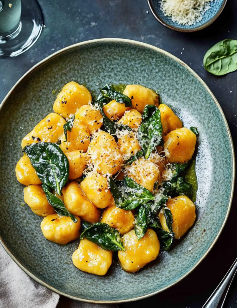 Creamy Baked Gnocchi with Squash & Spinach