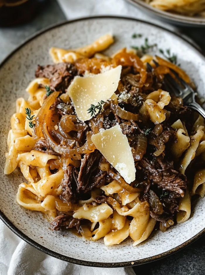Gluten-Free Caramelized Onion & Beef Baked Pasta