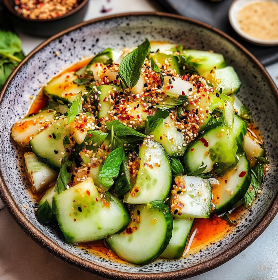Garlic & Sesame Oil Cucumber Salad