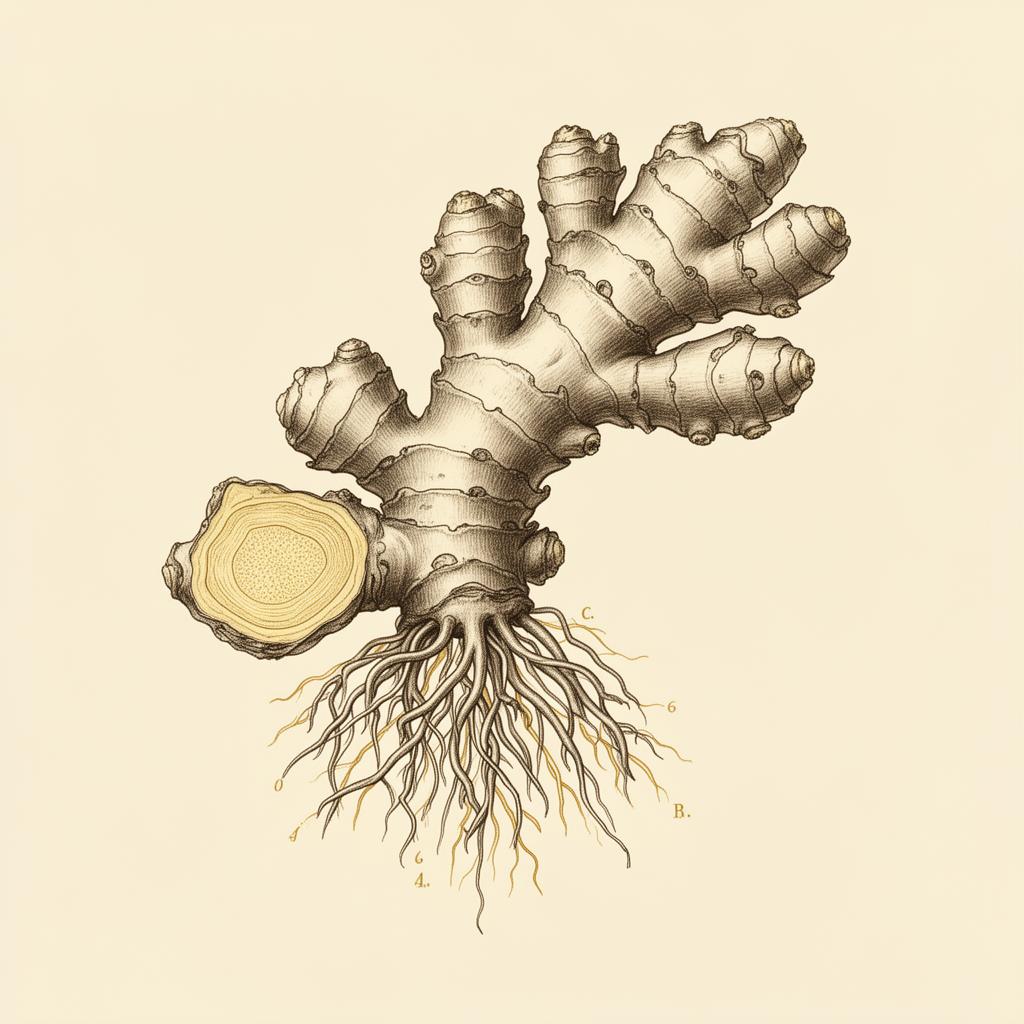 Botanical ginger illustration